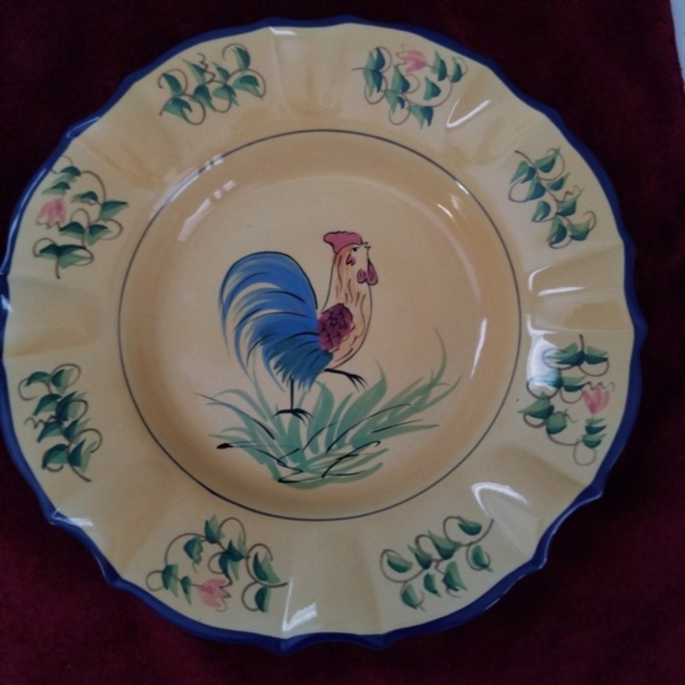 Cracker Barrel‎ Soup Bowl Yellow Ceramic Rooster Rimmed
